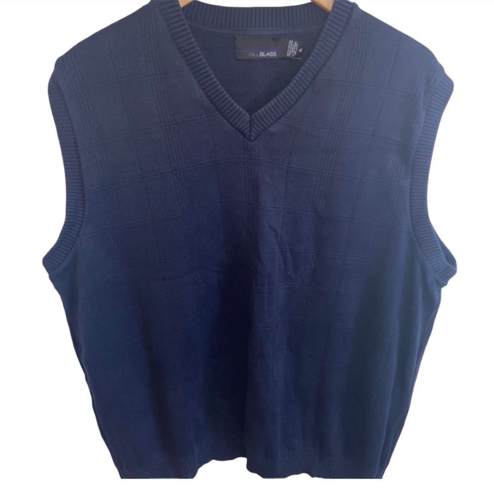 Vintage bill blass blue cotton sweater vest